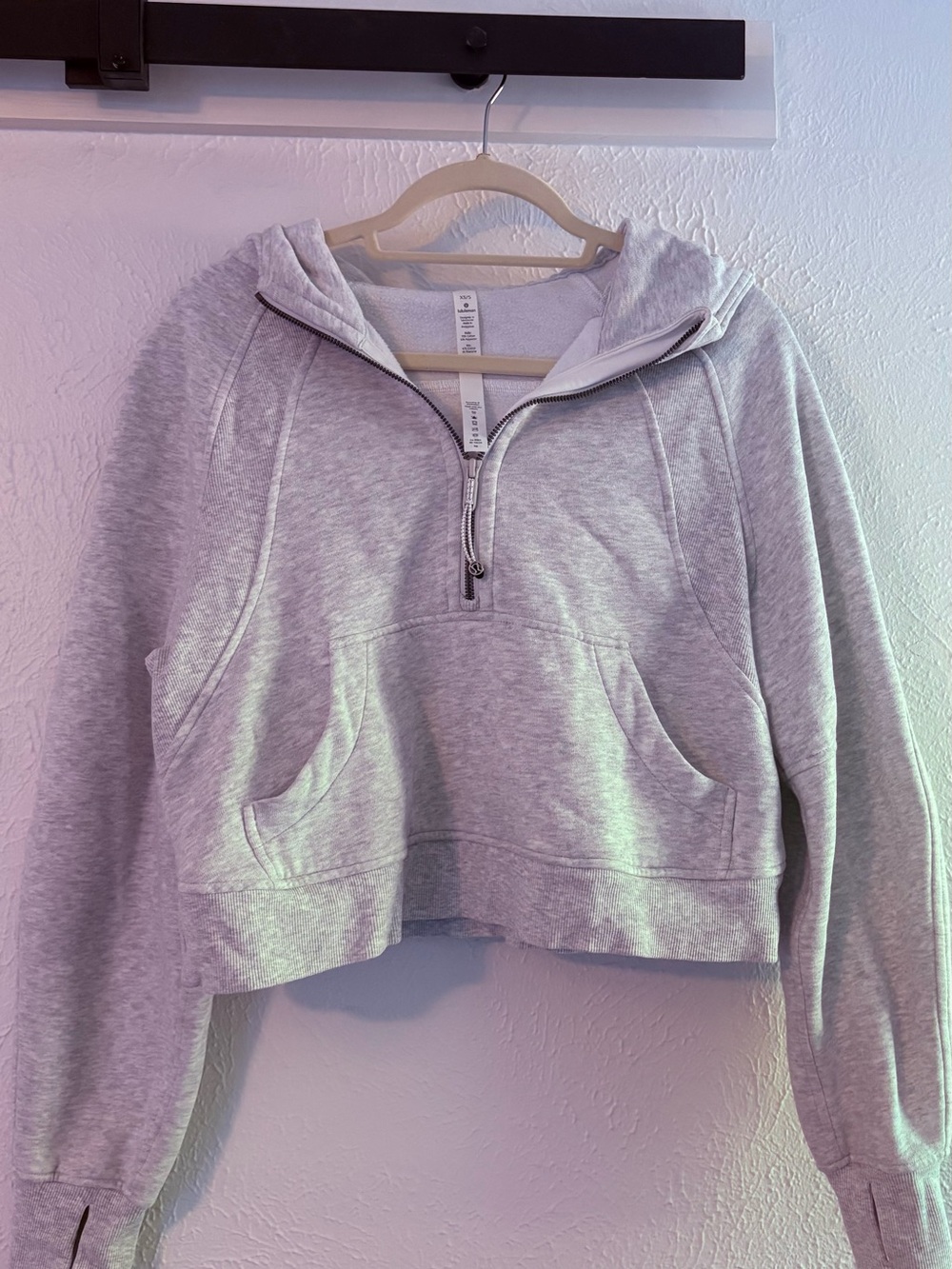 Lululemon Cropped Half-Zip Hoodie Sweatshirt - Light Gray XS